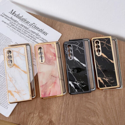 Marble Patterned Case with glass For Samsung Galaxy Z Fold 1, 2, 3, & 4 -Marble colors