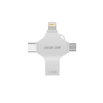 Green Lion 4-In-1 USB Flash Drive 128GB - Silver