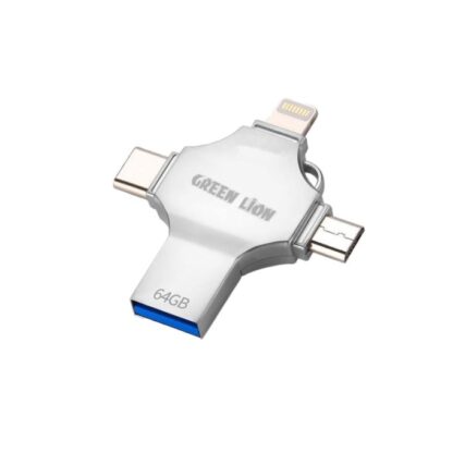 Green Lion 4-In-1 USB Flash Drive 64GB - Silver