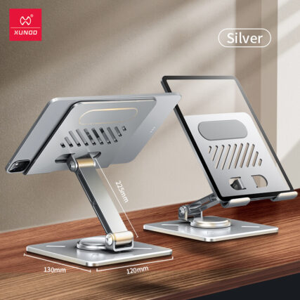XUNDD Desktop Tablet Holder Foldable Rotating Desktop Stand Aluminium Alloy Tablet Stand Cellphone Stand