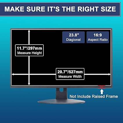 Monitor Screen Protector Anti Blue Light Anti Glare for Dell/HP/Acer/ViewSonic/ASUS/Aoc/Samsung/Sceptre/LG Diagonal (19" 16:10 /WxH) ) Standard/Curved Monitor &Touchscreen, Protection Eyes - Image 3