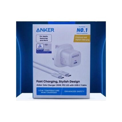 Anker-Fast ChargingStylish Design Zolo Charger (30w, Pd 3.0) With Usb-C Cable