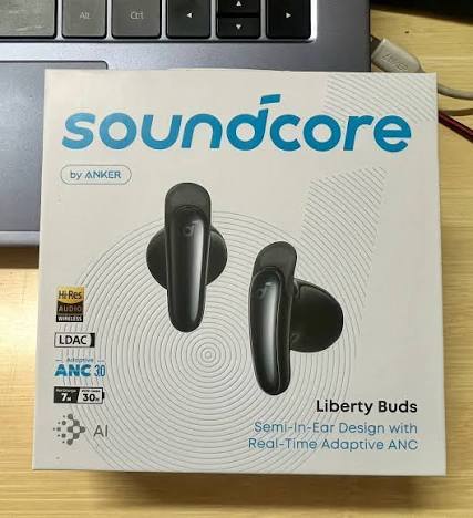 Soundcore Liberty Buds by Anker Wireless Earbuds, Semi-in-Ear Design with Real-Time Adaptive ANC